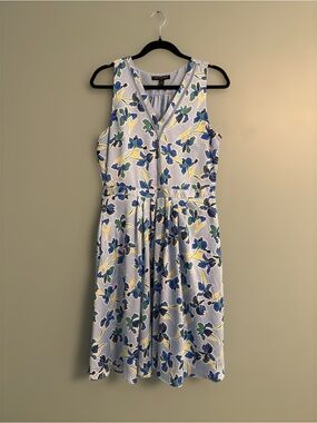 Banana Republic Blue, Yellow and White Floral Midi Dress